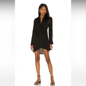 l*Space Daydream black tunic dress wrap long sleeve Size S